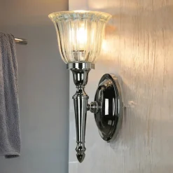 Elstead Designer Badleuchte LED aus Messing Glas IP44 in Chrom< Glaslampen|Metall Lampen