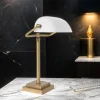 Giovanni Battista Designer Bankerleuchte in Bronze hell Weiß Echt-Messing< Glaslampen|Metall Lampen