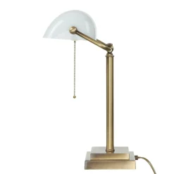 Giovanni Battista Designer Bankerleuchte in Bronze hell Weiß Echt-Messing< Glaslampen|Metall Lampen