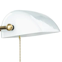 Giovanni Battista Designer Bankerleuchte in Bronze hell Weiß Echt-Messing< Glaslampen|Metall Lampen