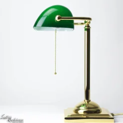 Glaslampen|Metall Lampen*Giovanni Battista Designer Bankerleuchte mit 24K vergoldet