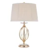 Elstead Designer Tischleuchte in Messing Creme Stoff Schirm< Stofflampen|Kristalllampen