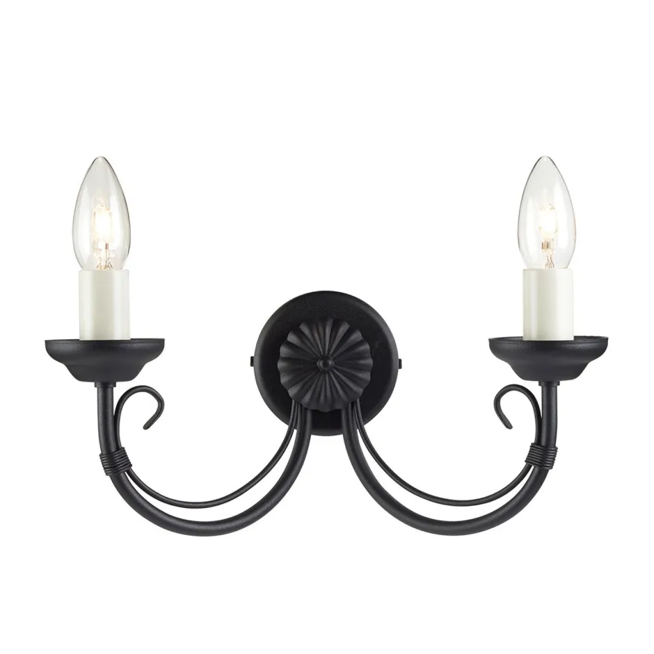 Wandleuchten|Rustikale Lampen*Elstead Designer Wandlampe Schwarz Metall Rustikal elegant