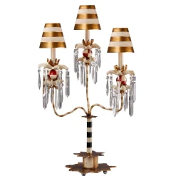 Elstead Designerleuchte Boden Tisch in Gold 81cm mit Kristall< Wohnzimmerlampen|Stofflampen