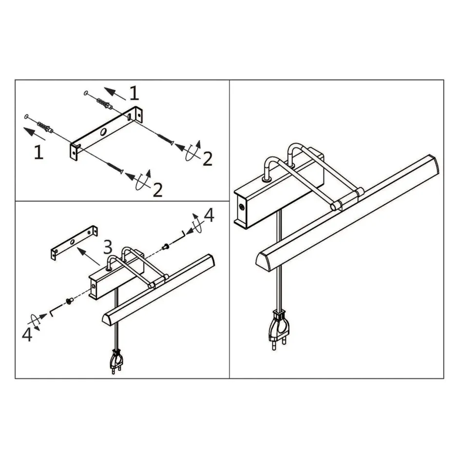 Led Lampen|Wandleuchten*Steinhauer Dimmbare LED Bilderleuchte Metall B:60 cm 9 W flexibel