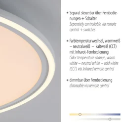 Flurlampen|Bürolampen*Just Light Dimmbare LED Deckenlampe Fernbedienung 2700-5000 K rund
