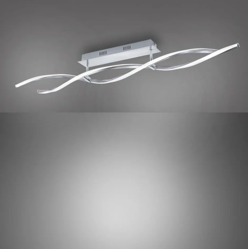 Deckenleuchten|Flurlampen*Paul Neuhaus Dimmbare LED Deckenlampe in Stahl 110 cm 3000 K Wellen