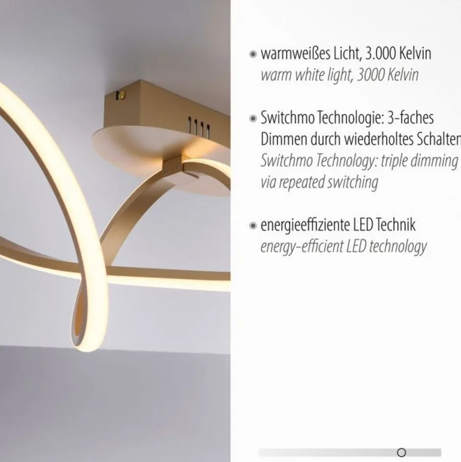 Deckenleuchten|Flurlampen*Just Light Dimmbare LED Deckenlampe in Messing 3000 K warmweiß