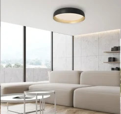 Deckenleuchten|Flurlampen*Just Light Dimmbare LED Deckenlampe Schwarz Gold Ø57 cm 3850 lm