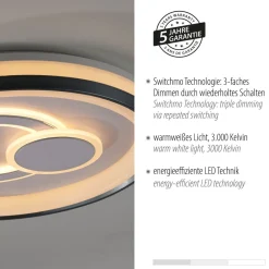 Deckenleuchten|Flurlampen*Just Light Dimmbare LED Deckenlampe Weiß Ø50 cm rund 3000 K 35 W