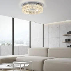 Deckenleuchten|Led Lampen*Just Light Dimmbare LED Deckenlampe in Chrom Acrylglas Ø40 cm 22 W