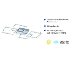 Paul Neuhaus Dimmbare LED Deckenlampe Modern 80 cm 4424 lm in Stahl< Deckenleuchten|Led Lampen