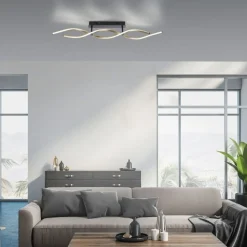 Paul Neuhaus Dimmbare LED Deckenlampe Schwarz Messing 106 cm 3000 K< Deckenleuchten|Flurlampen