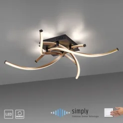 Deckenleuchten|Flurlampen*Paul Neuhaus Dimmbare LED Deckenlampe Schwarz Gold L:78 cm 4220 lm