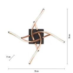 Deckenleuchten|Flurlampen*Paul Neuhaus Dimmbare LED Deckenlampe Schwarz Gold L:78 cm 4220 lm