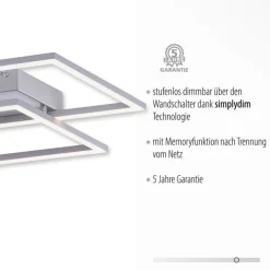Deckenleuchten|Flurlampen*Paul Neuhaus Dimmbare LED Deckenlampe L:53 cm Memory 24 W in Stahl