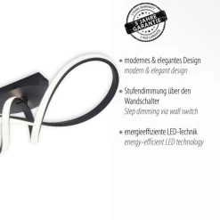 Just Light Dimmbare LED Deckenlampe Metall Schwarz 3000 K warmweiß< Deckenleuchten|Flurlampen