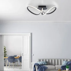 Just Light Dimmbare LED Deckenlampe Metall Schwarz 3000 K warmweiß< Deckenleuchten|Flurlampen