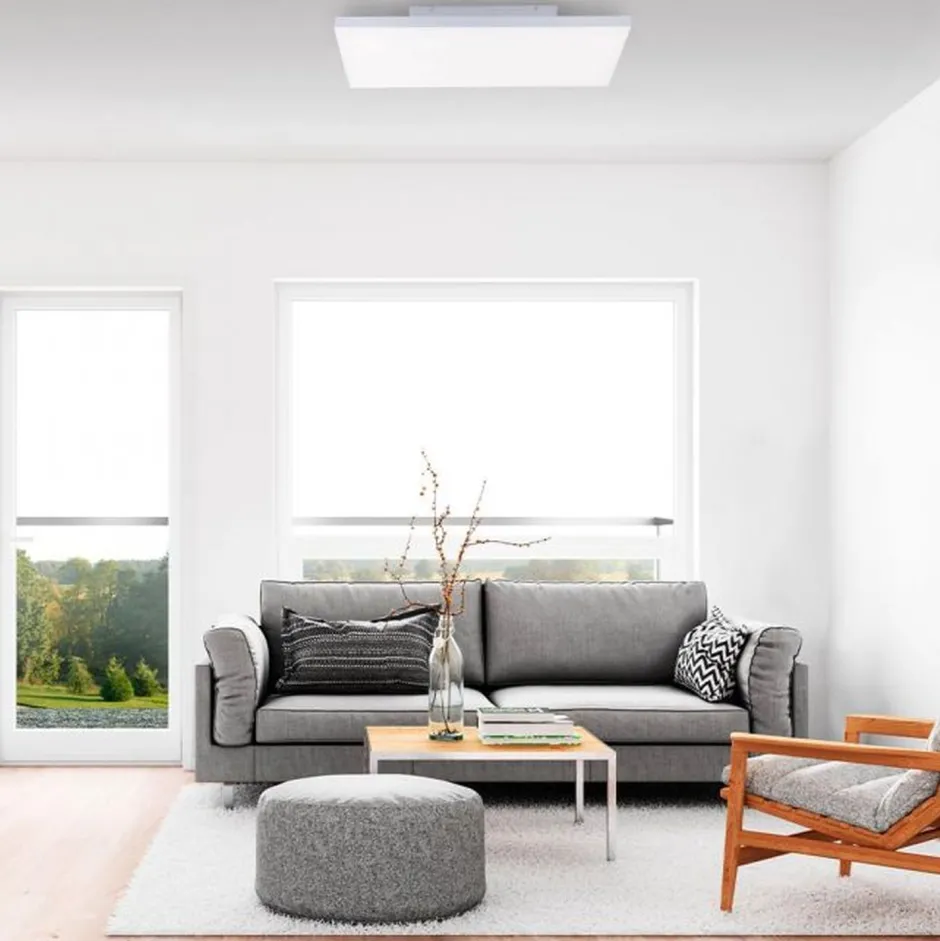 Deckenleuchten|Flurlampen*Paul Neuhaus Dimmbare LED Deckenleuchte Fernbedienung Weiß RGB flach