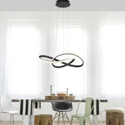 Hängelampen|Bürolampen*Just Light Dimmbare LED Hängeleuchte Metall Schwarz 3000 K L:57 cm