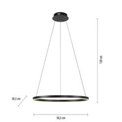 Hängelampen|Bürolampen*Just Light Dimmbare LED Pendelleuchte Schwarz Ø58,5 cm 3000 K 28 W