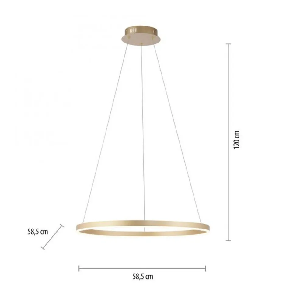 Just Light Dimmbare LED Pendelleuchte Ø58,5 cm 3000 K in Messing< Hängelampen|Bürolampen