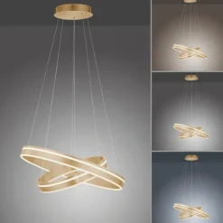 Hängelampen|Wohnzimmerlampen*Paul Neuhaus Dimmbare LED Pendelleuchte Ø59 cm rund 56 W in Messing