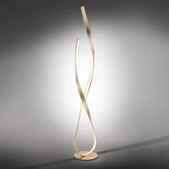 Paul Neuhaus Dimmbare LED Stehlampe in Blattgold 140 cm 3000 K 26 W< Wohnzimmerlampen|Metall Lampen