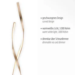 Paul Neuhaus Dimmbare LED Stehlampe in Blattgold 140 cm 3000 K 26 W< Wohnzimmerlampen|Metall Lampen