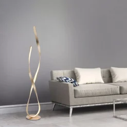 Paul Neuhaus Dimmbare LED Stehlampe in Blattgold 140 cm 3000 K 26 W< Wohnzimmerlampen|Metall Lampen