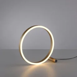 Wohnzimmerlampen|Schlafzimmer Lampen*Just Light Dimmbare LED Tischlampe Touch 28 cm Ring in Messing