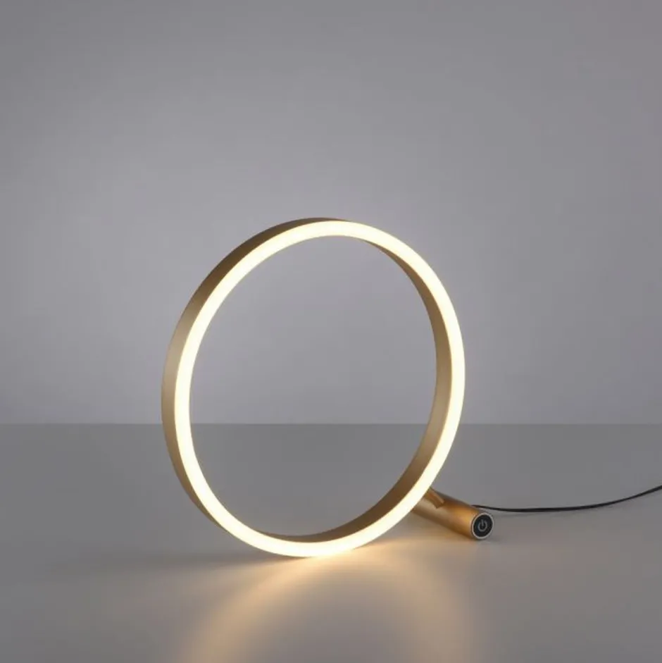 Wohnzimmerlampen|Schlafzimmer Lampen*Just Light Dimmbare LED Tischlampe Touch 28 cm Ring in Messing