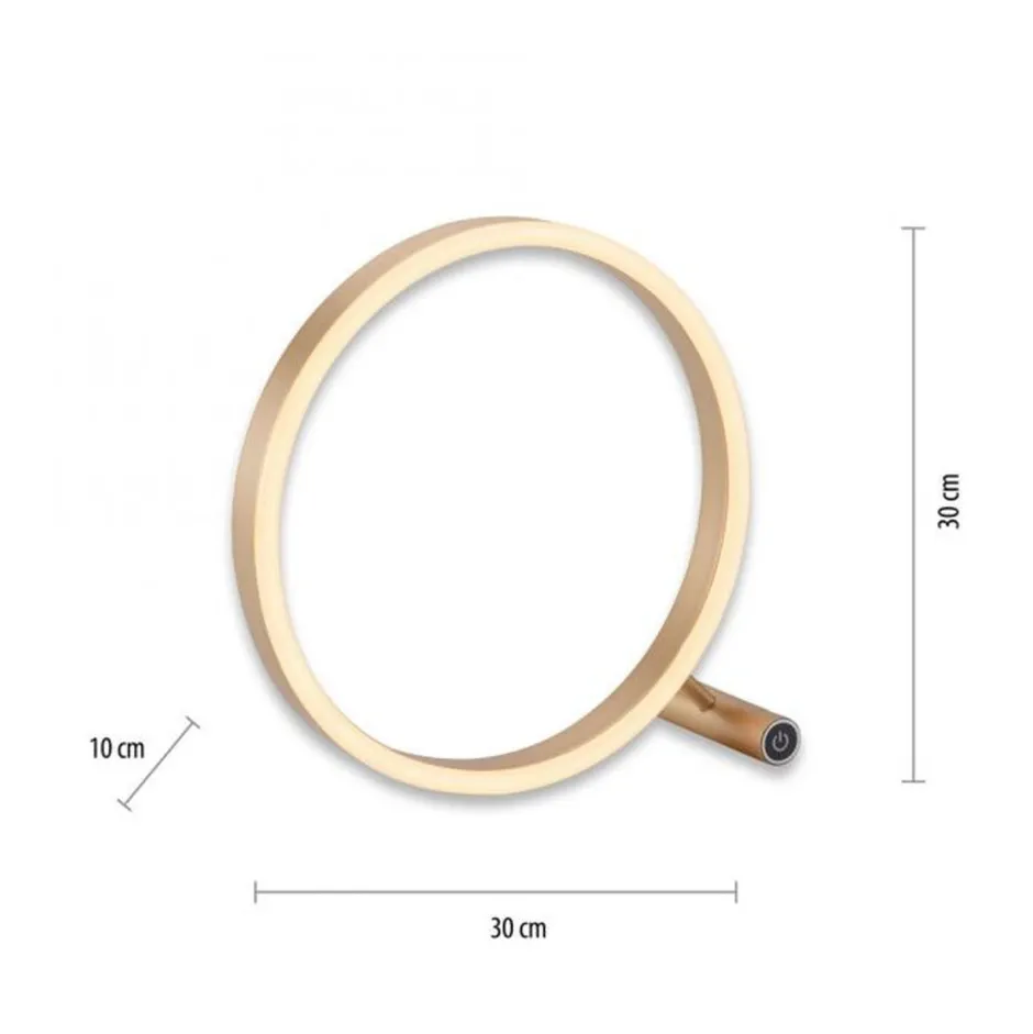 Wohnzimmerlampen|Schlafzimmer Lampen*Just Light Dimmbare LED Tischlampe Touch 28 cm Ring in Messing