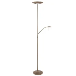 Led Lampen|Stehlampen*Steinhauer Dimmbarer LED Deckenfluter mit Lesearm in Bronze 185 cm