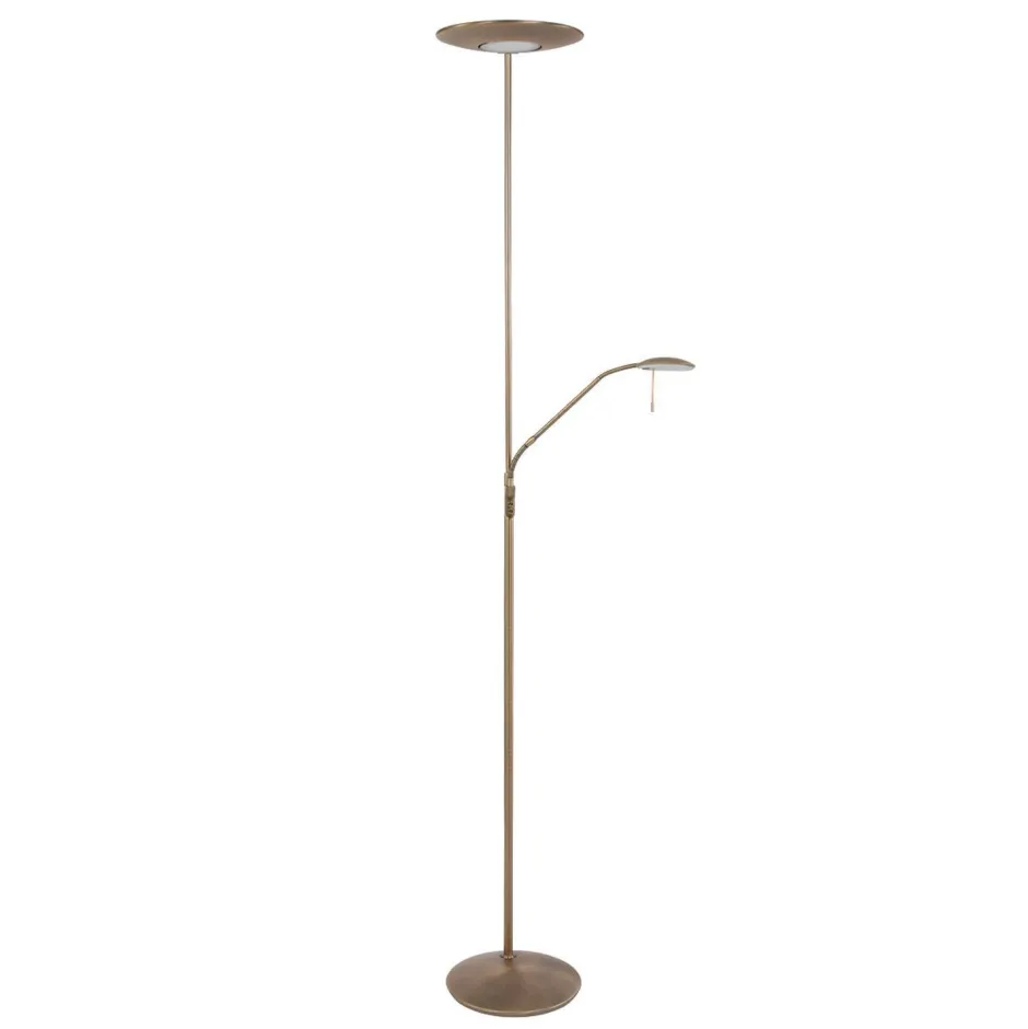 Led Lampen|Stehlampen*Steinhauer Dimmbarer LED Deckenfluter mit Lesearm in Bronze 185 cm