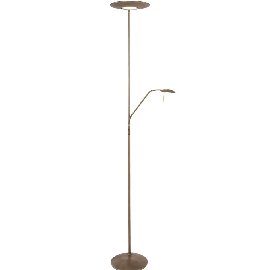 Led Lampen|Stehlampen*Steinhauer Dimmbarer LED Deckenfluter mit Lesearm in Bronze 185 cm