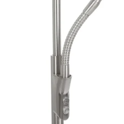 Wohnzimmerlampen|Metall Lampen*Steinhauer Dimmbarer LED Deckenfluter mit Lesearm in Stahl 185 cm