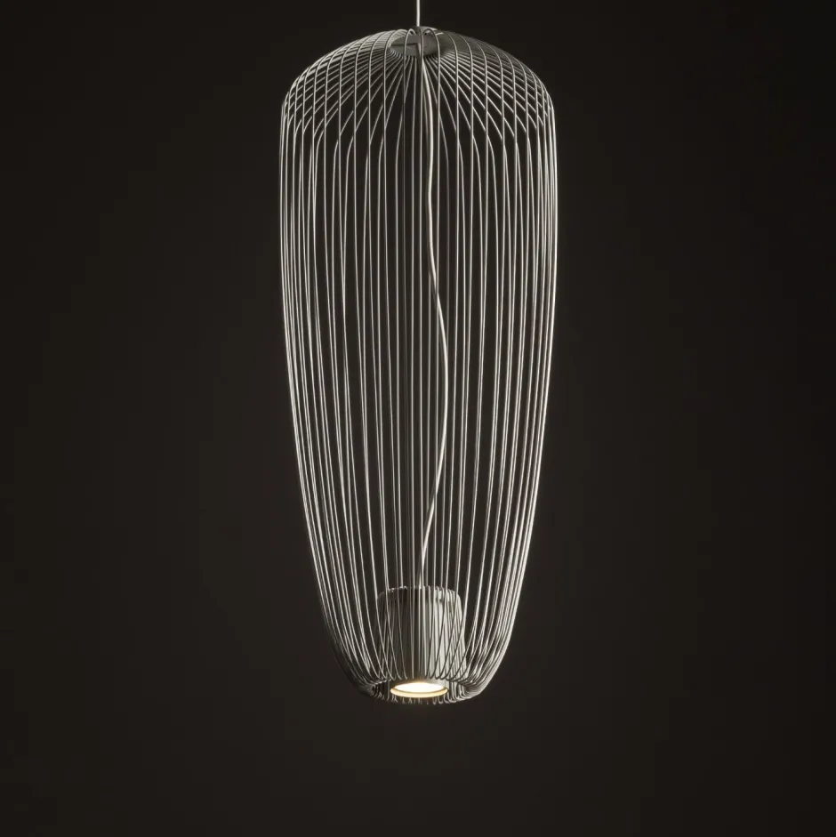 Hängelampen|Wohnzimmerlampen*Nowodvorski Draht Pendelleuchte Metall Seidengrau B:27 cm GU10