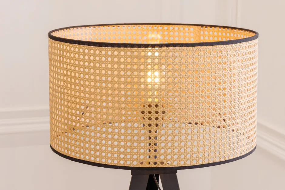 Bürolampen|Stehlampen*Invicta Interior Dreibein Stehlampe Holz Kunststoff Wiener Geflecht E27