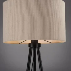 Just Light Dreibein Stehleuchte Stoff Beige blendarm E27 160 cm< Wohnzimmerlampen|Stofflampen