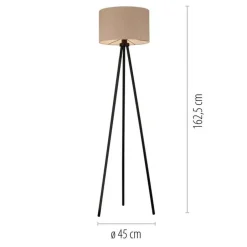 Just Light Dreibein Stehleuchte Stoff Beige blendarm E27 160 cm< Wohnzimmerlampen|Stofflampen