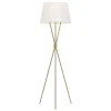 Elstead Dreibein Stehleuchte Weiß Messing 140 cm Stoff Metall< Wohnzimmerlampen|Stofflampen