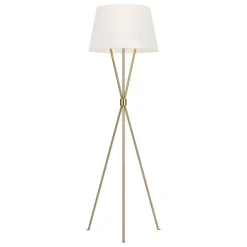 Elstead Dreibein Stehleuchte Weiß Messing 140 cm Stoff Metall< Wohnzimmerlampen|Stofflampen