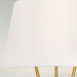 Elstead Dreibein Stehleuchte Weiß Messing 140 cm Stoff Metall< Wohnzimmerlampen|Stofflampen