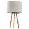 Nachttischlampen|Stofflampen*TK Lighting Dreibein Tischleuchte Holz Stoff 46 cm Skandinavisch
