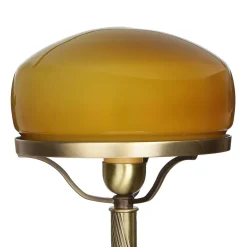 Lampen Aus Aller Welt|Metall Lampen*Giovanni Battista Echte Messing Tischleuchte Orange Glas Schirm