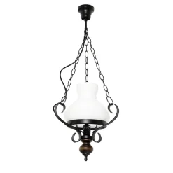 Glaslampen|Rustikale Lampen*Easylight Echt-Holz Hängelampe Glas Metall Landhausstil E27