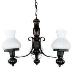 Easylight Echt-Holz Kronleuchter Metall Glas 3-flmg Landhaus< Hängelampen|Esszimmer Lampen