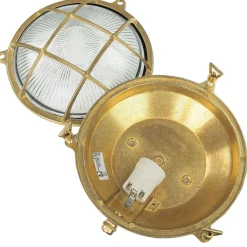 Lido Echt-Messing Außenwandleuchte SERIFOS Riffelglas< Metall Lampen|Messinglampen