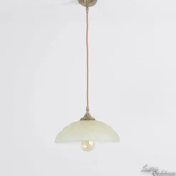 Deckenleuchten|Flurlampen*Giovanni Battista Echt-Messing Hängelampe mit Ornament & Glasschirm